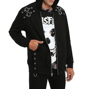 Goth Buckle Zipper Hoodie